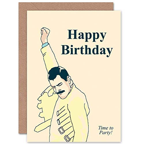 Wee Blue Coo New Birthday Happy Freddie Mercury Fun Art Gift Sealed Greeting Card Plus Envelope Blank Inside