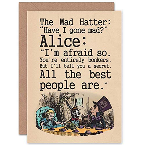 Wee Blue Coo Carroll Alice Mad Hatter Art Gift Sealed Greeting Card Plus Envelope Blank Inside