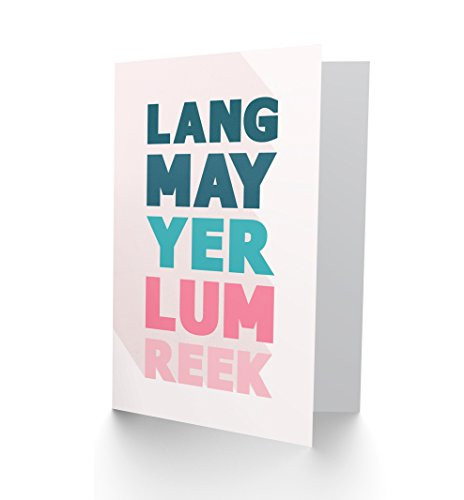 Wee Blue Coo Scottish Phrase Lang Lum Reek Hogmanay Toast Scotland Sealed Greeting Card Plus Envelope Blank Inside