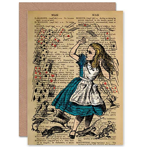 Wee Blue Coo Greetings Birthday Gift Upcycle Dictionary Alice Wonderlands Sealed Greeting Card Plus Envelope Blank Inside