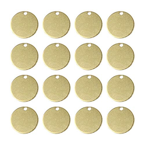 AUEAR, 30 Pack 12MM Brass Round Stamping Blank Tags Pendants with Hole for Jewelry Making Earring Necklace