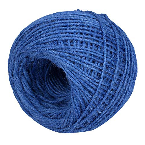 Jute Twine Garden Twine, 50m Natural Jute String Jute Rope for Floristry, Gifts, DIY Arts and Crafts, Decoration, Bundling, Gardening and Recycling Sapphire Blue