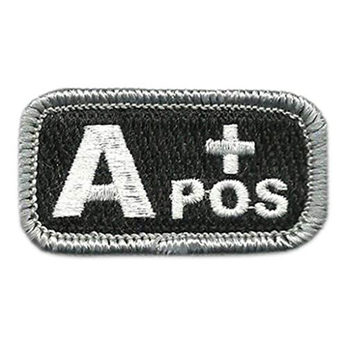 Tactical Blood Type Patches -"Type A Positive" - 2"x1" -Black  and  White-