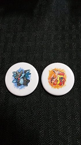 Pokemon Collectible 1" inch Buttons - Mega Charizard X and Mega Charizard Y Set - Custom Made - Pin Back - Gift Party Favor