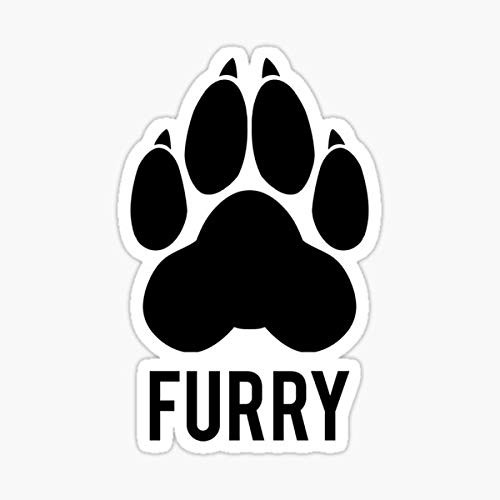 Furry Pawprint -White- Sticker - Sticker Graphic - Auto, Wall, Laptop, Cell, Truck Sticker for Windows, Cars, Trucks