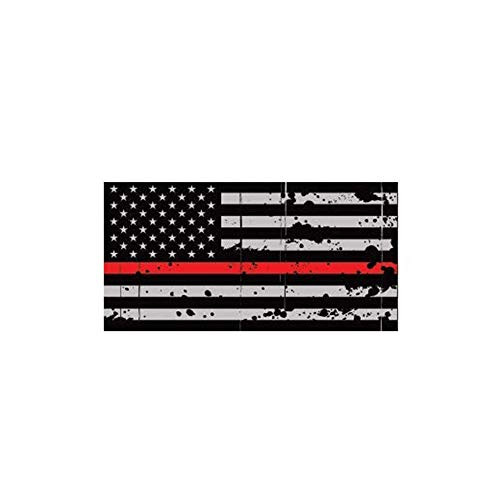 Tattered Thin Red Line Subdued American Flag Vinyl Firefighter EMT - Sticker Graphic - Auto, Wall, Laptop, Cell, Truck Sticker for Windows, Cars, Trucks