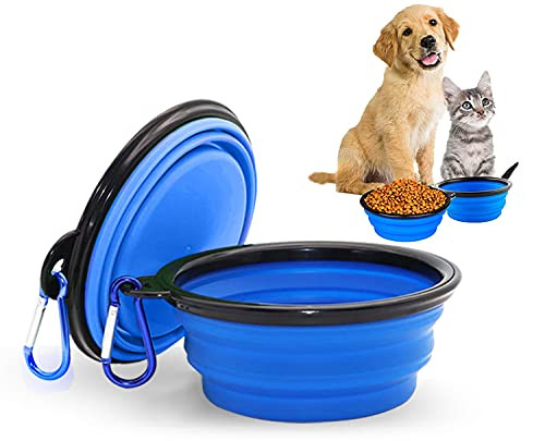 Collapsible Dog Bowls Portable Dog Bowl Cat Bowls Collapsible Dog Bowls for Travel Portable Water Bowl for Dog, Portable Pet Feeding Watering Bowl for Walking Parking Traveling - Blue Color