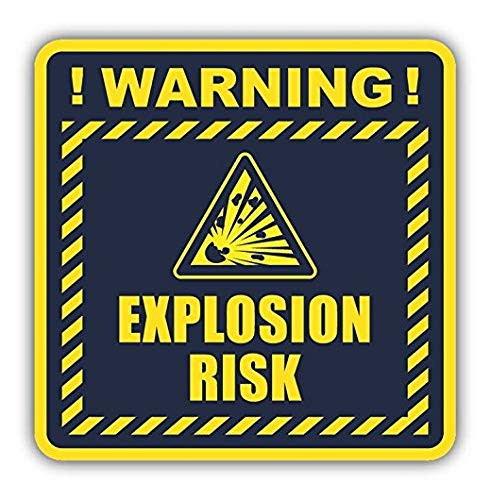 Explosion Risk Warning Sign Sticker Decal Design - Sticker Graphic - Auto, Wall, Laptop, Cell, Truck Sticker for Windows, Cars, Trucks