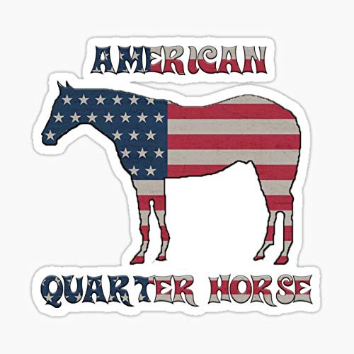 Quarter Horse with American Flag Sticker - Sticker Graphic - Auto, Wall, Laptop, Cell, Truck Sticker for Windows, Cars, Trucks