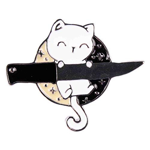GSM Brands Smiling Ninja Cat with Knife Enamel Lapel Pin