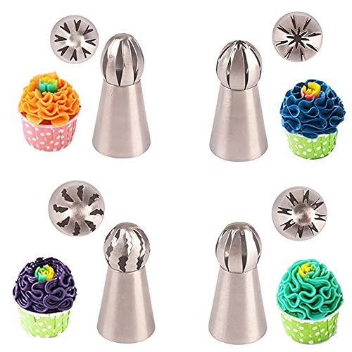 Russian Piping Tips Set,4PCS Cake Decorating Tip Sets,DIY Stainless Steel Icing Piping Tips for Cake Decorating tools and piping bags Russian Piping Tips Set,4PCS Cake Decorating Tip Sets,DIY Stainless Steel Icing Piping Tips for Cake Decorating tools and piping bags