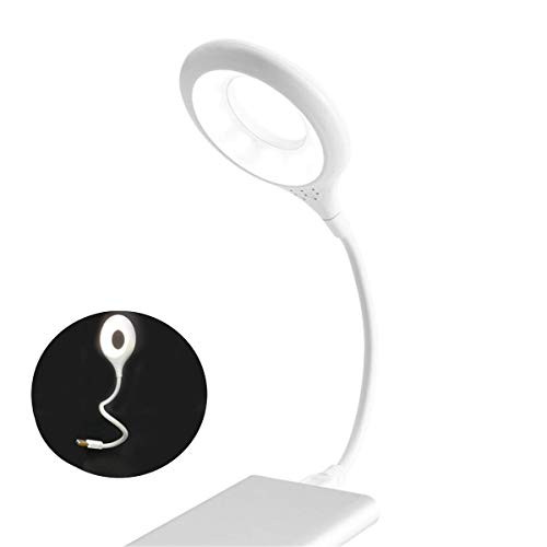 TXY USB Desk Lamp LED Table Lamp Portable Light Study Reading Book Lights for Computer PC Laptop Ring Eye Care Led Light -White-