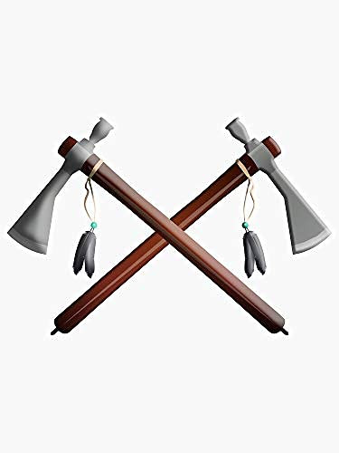 Tomahawk, Hawk, War, Axe, Weapon, Tool, Crossed, Native Americans Sticker Graphic - Die Cut Sticker, High Resolution Top Grade Vinyl Sticker Graphic - Die Cut Sticker, High Resolution Top Grade Vinyl