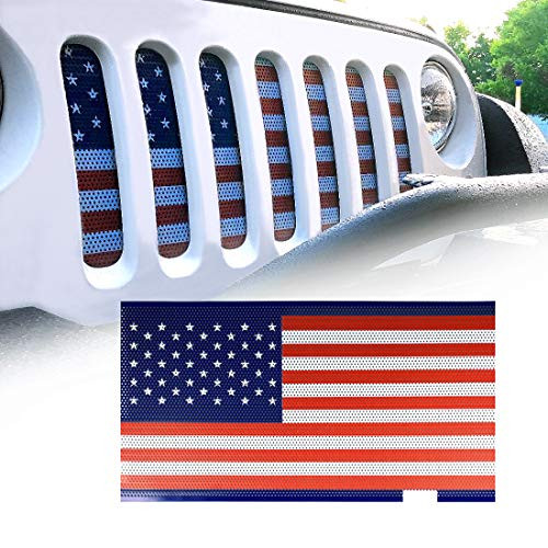 Extreme Off-Road Jeep Wrangler Bug Grill Mesh Insert Bug Screen Insert Grille American USA Flag Jeep Wrangler JK JKU & Unlimited Rubicon Sahara Sport 2007-2018
