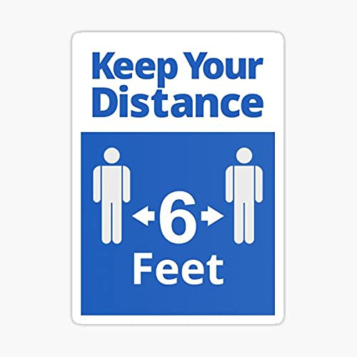 Keep Your Distance 6 Feet Social Distancing Sign Sticker - Sticker Graphic - Die Cut Sticker High Resolution Top Grade Vinyl