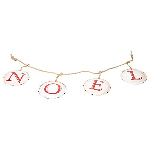 Midwest-CBK Noel and Peace Festive Red On White 36 inch Metal Christmas Garlands Set of 2 Midwest-CBK Noel and Peace Festive Red On White 36 inch Metal Christmas Garlands Set of 2