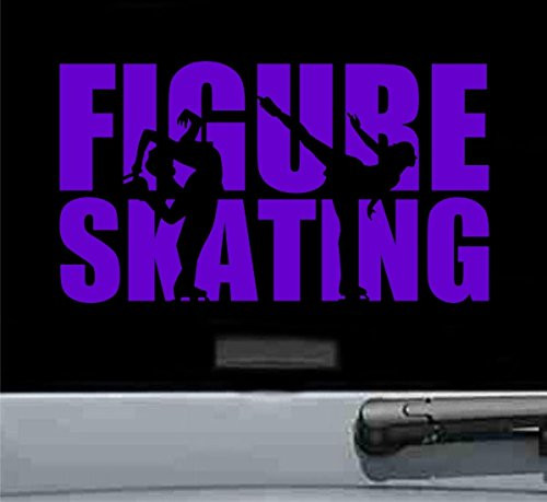 JS Artworks Figure Skating word with silhouette Vinyl Decal Sticker -PURPLE-