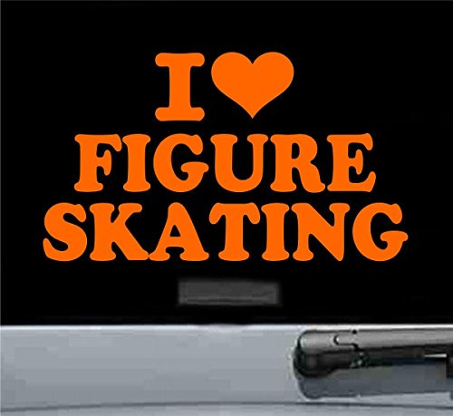 JS Artworks I heart figure skating Vinyl Decal Sticker -ORANGE-