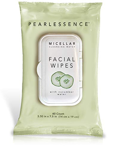 Micellar Cleansing Facial Makeup Remover Wipes w/Cucumber Water, 60 Count -1 Pack-