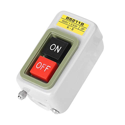 Motor Switch, Tosuny Power Switch, Self-Locking 3P On/Off Power Push Button Switch for Switch on/Off Circuit in Electrical Circuit AC 220V/380V BS211B