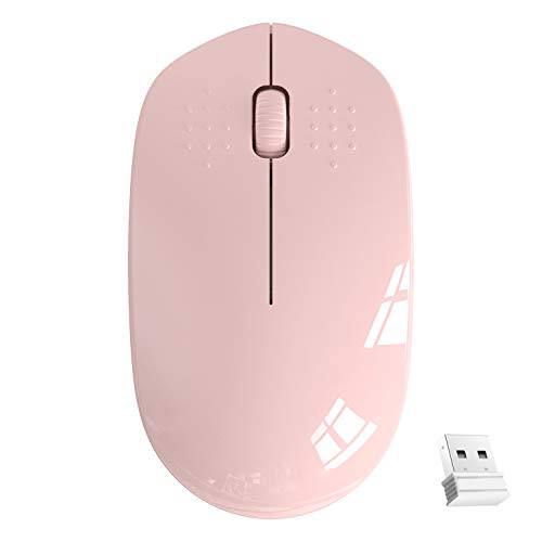 2.4G Wireless Mouse Optical Mice with USB Receiver, 3 Adjustable DPI Levels, 4 Buttons for Notebook, PC, Laptop, Computer, Windows -Pink-