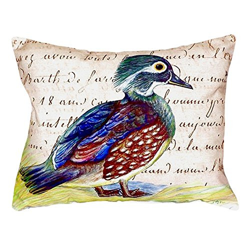 Betsy Drake NC149B Female Wood Duck Script No Cord Pillow 16" x20"