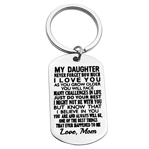 Birthday Gift for Daughter Inspirational Keychain for Daughter from Mom Encouragement Jewelry to Daughter from Mother Inspirational Jewelry for Teen Girl Women Graduation Gift