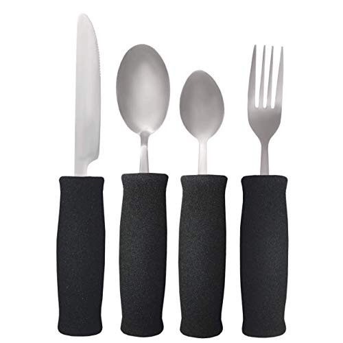 Rehabilitation Advantage Soft Foam Built-Up Handle Utensil Set for Arthritis/Weak Grip/Poor Dexterity