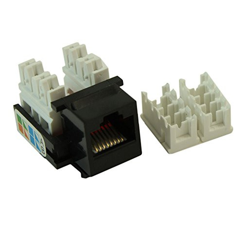 MyCableMart Wall Plate- Keystone Jack - Cat 5E RJ-45 Punchdown Networking, Black