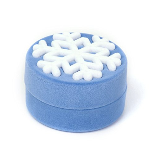 Mallofusa Snowflake Earrings Ring Coin Necklace Jewelry Gift Box Case for Proposal, Engagement -Blue- Mallofusa Snowflake Earrings Ring Coin Necklace Jewelry Gift Box Case for Proposal, Engagement -Blue-