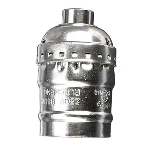 RTNLIT E26 /E27 Vintage Light Socket, Lamp or Fixture Replacement, Edison Lamp Socket Holder Replacement, Industrial Lamp Light Socket Holder -Silver- RTNLIT E26 /E27 Vintage Light Socket, Lamp or Fixture Replacement, Edison Lamp Socket Holder Replacement, Industrial Lamp Light Socket Holder -Silver-