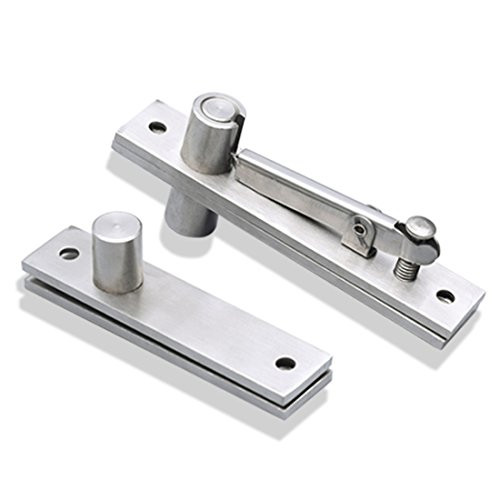 Ranbo Hidden Door Center Hung Pivot Set,360 Degree Concealed Rotating Door Pivot Hinge 304 Stainless Steel Brushed Finish Hardware  (I Shape)