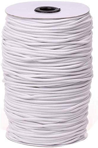 Round Elastic Trim/Stretch Bungee String -2mm - 3mm 1/8" Cord- - White Elastic Cord -5 Yards-