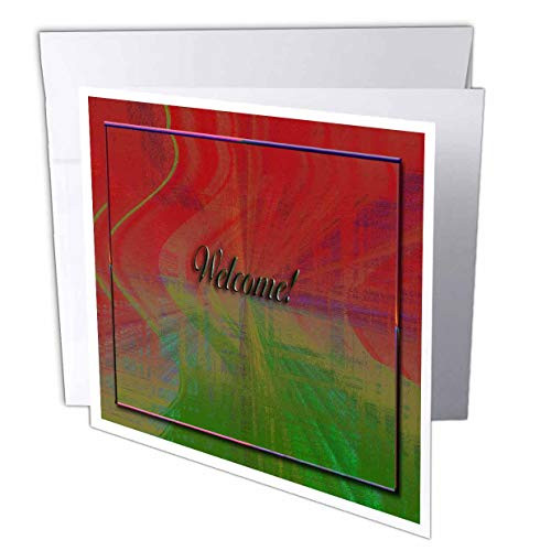 3dRose Welcome Abstract Design Orange - Greeting Cards, 6 x 6 inches, set of 6 -gc-23845-1-