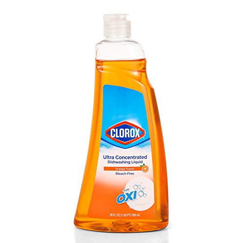 Clorox Liquid Dish Soap with OXI Powered Bleach-Free, Through Tough Grease Fast, Ultra Concentrated Quick Rinsing Formula, A Powerful Clean, Orange Fusion, Citrus