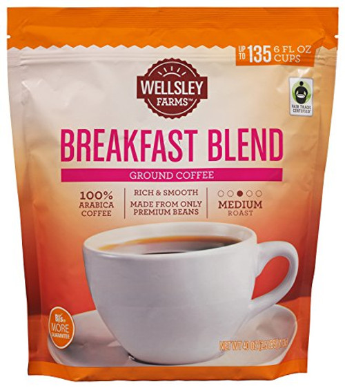 Wellsley Farms Breakfast Blend Ground Coffee, 40 Ounce Wellsley Farms Breakfast Blend Ground Coffee, 40 Ounce