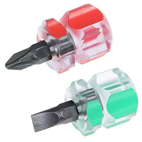 Kyuionty 2Pcs Sewing Machine Screwdriver Mini Ultra Short Screwdriver Performance Tool, Flat Head  and  Phillips for Narrow Spaces