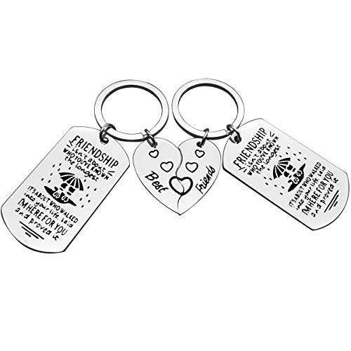 Best Friends Keychain Set Friendship Gifts Friendship Isn't About Who You've Known the Longest Inspirational Keyring Gifts for Women Teens Sisters Graduation Christmas Birthday Gifts for Best Friend