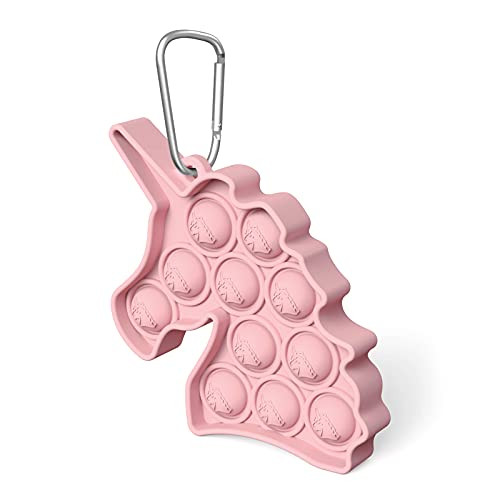 Unicorn Simple Fidget Toy Keychain,Mini Pop Fidget Toy Stress Relief Hand Toys Keychain Push Pop Bubble Sensory Toy Wrap Pop Anxiety Stress Reliever Office Desk Toy Fidget Block Toy,Pink Unicorn