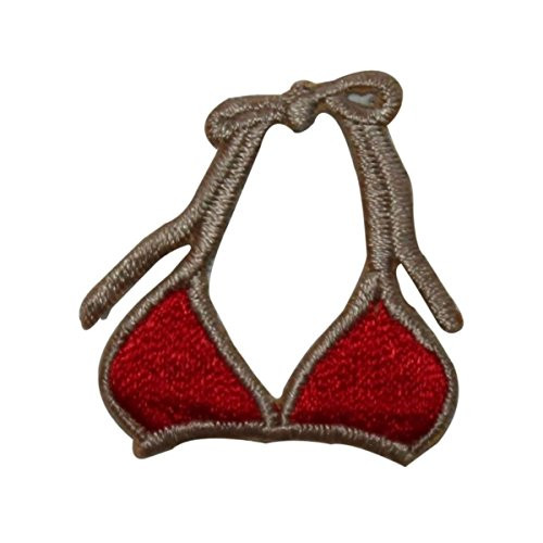 ID 7865 Red String Bikini Top Patch Swim Suit Beach Embroidered Iron On Applique
