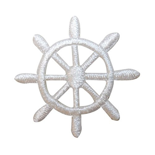 ID 2364A Ship Captain Steering Wheel Patch Boat Embroidered Iron On Applique