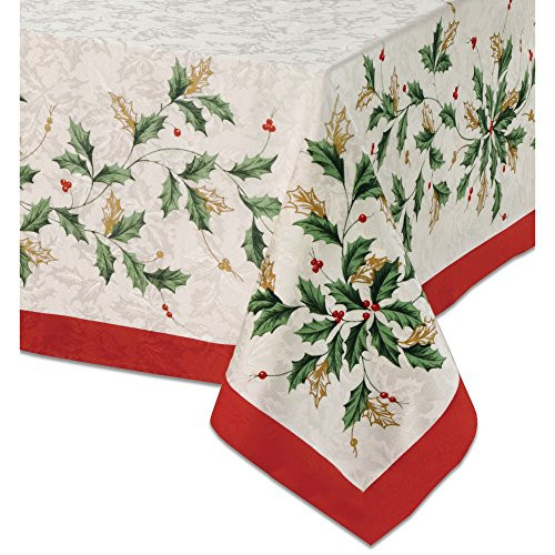 Lenox Golden Holly 52-inch by 70-inch Oblong / Rectangle Tablecloth