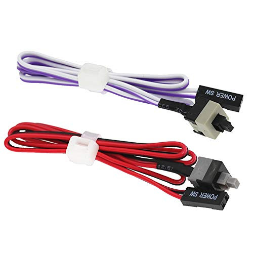 ToToT 2pcs PC Power Button ATX Desktop Computer Case Motherboard On/Off/Reset Switch Power Cord Re-Starting Switch Cable Purple  plus White/Red  plus Black Power SW Cable 2 Pin 50cm