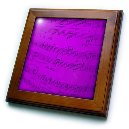 3dRose ft_20605_1 Sheet Music in Purple Framed Tile, 8 by 8-Inch