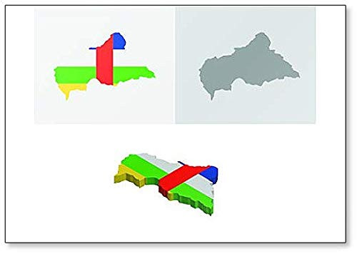3d and Flat Central African Republic Map Fridge Magnet