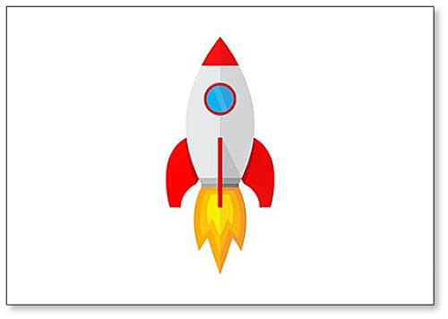 Spaceship Icon in Flat Design. Illustration. Fridge Magnet