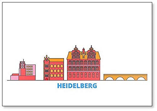 Germany, Heidelberg Cityscape Line Travel Flat City Landmark, Fridge Magnet Germany, Heidelberg Cityscape Line Travel Flat City Landmark, Fridge Magnet