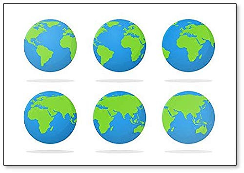 Globe and a Flat World Map That Is Moving by Rotating 24 Fridge Magnet