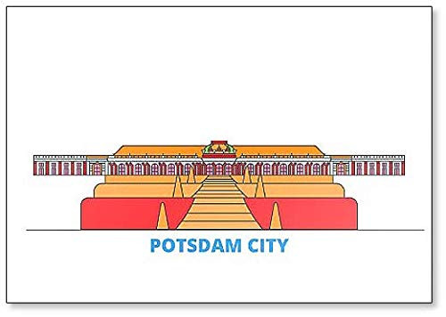 Germany, Potsdam City Cityscape Line Travel Flat City Landmark, Fridge Magnet Germany, Potsdam City Cityscape Line Travel Flat City Landmark, Fridge Magnet