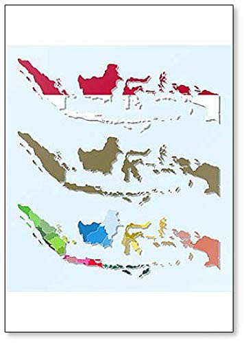 Flat Design Indonesia Map Infographic Fridge Magnet